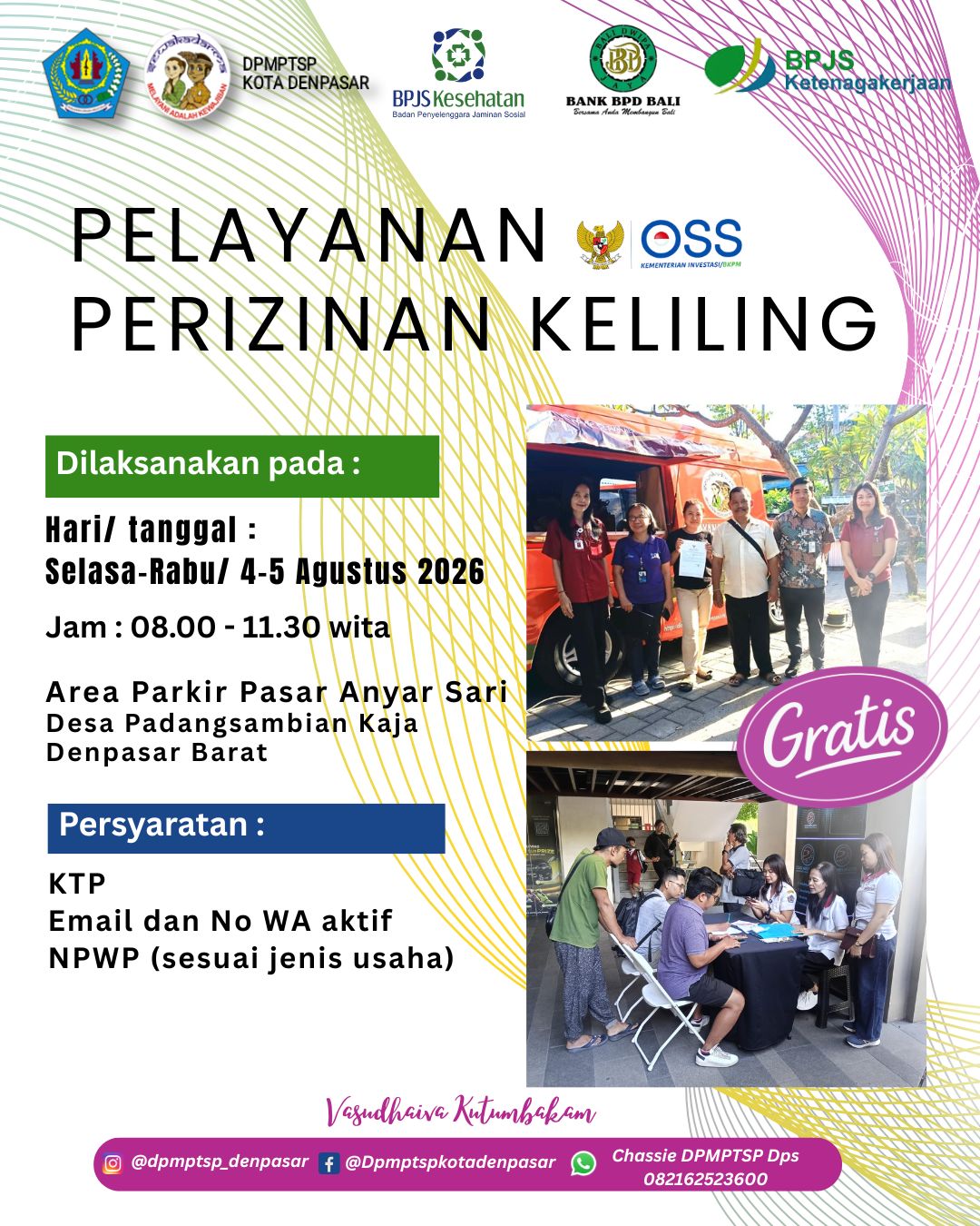 Pelayanan Perizinan Keliling yang akan dilaksanakan pada Selasa-Rabu/ 4-5 Agustus 2026 